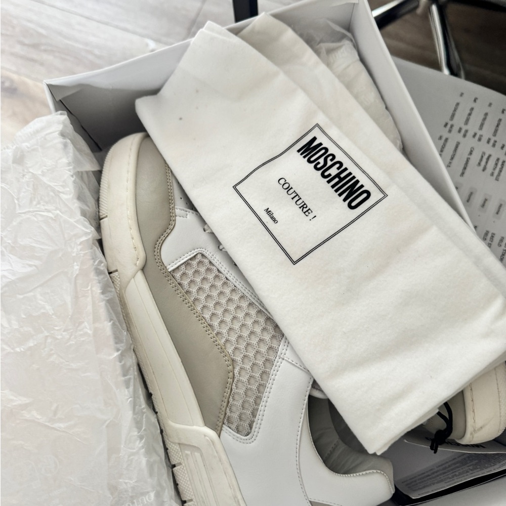 Moschino Cream and White Sneakers